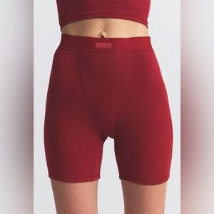 SKIMS Ribbed Boxer Shorts (Red and Grey pair)